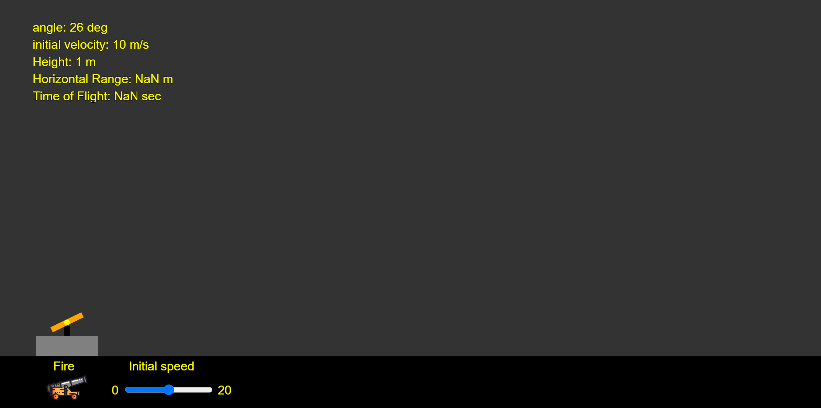 Projectile Motion Project Screenshot